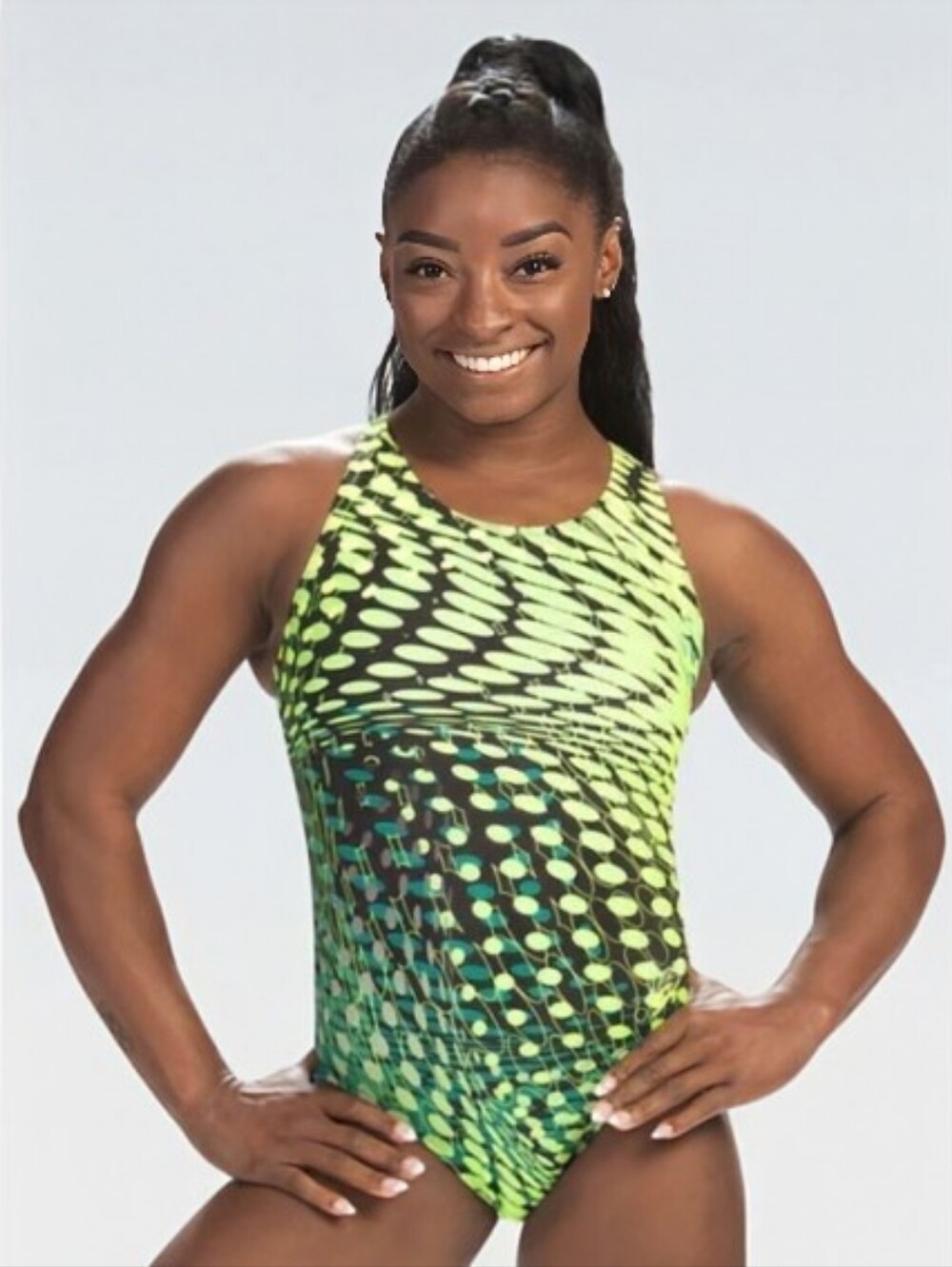 GK Elite Child Large SIMONE BILES Gymnastics Dance Leotard Green Sport RAZORBACK